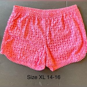 Lilly Pulitzer girls size XL 14-16 pink eyelet shorts